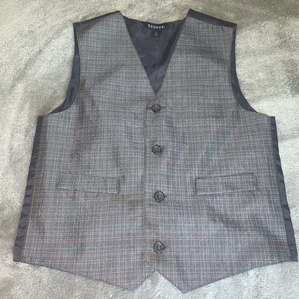 George Suiting Vest Gray Grey Pink Blue Plaid Boy